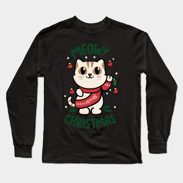 Meowy christmas cat Long Sleeve T-Shirt by Style Troop